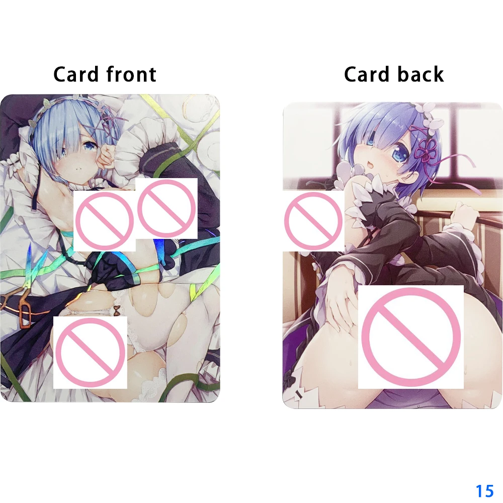 Anime Rem Sexy Fully Nude Collection Card Refractive Color Flash Card Big Chested Big Butt Maid Attire Otaku Gifts 63*88mm