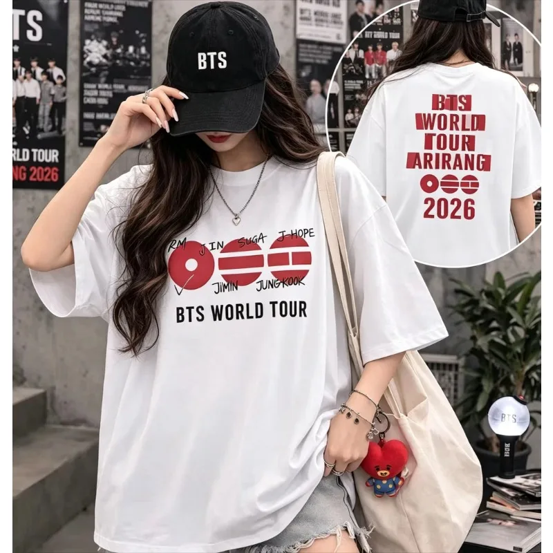 2026 Summer Arirang Bangtan Boys Concert World Tour Kpop Fan Trendy Korean Gift T-shirt Men Women Oversized Loose Y2K Shirt view 2