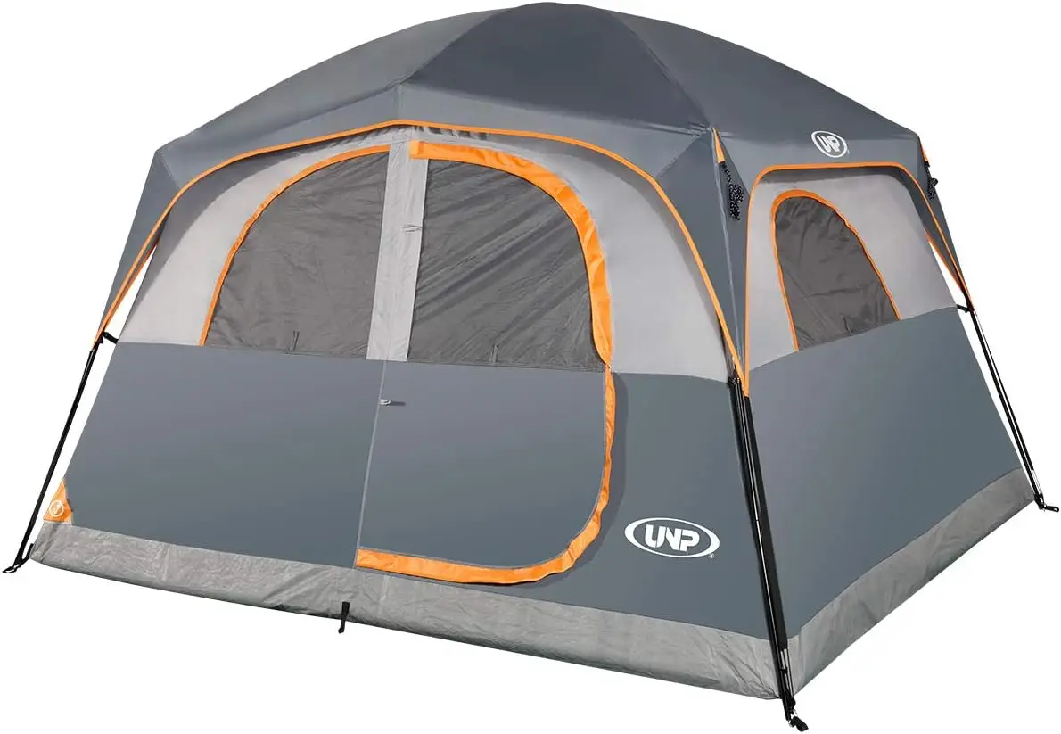 

UNP Tents 6 Person Waterproof Windproof Easy Setup,Double Layer Family Camping Tent with 1 Mesh Door & 5 Large Mesh