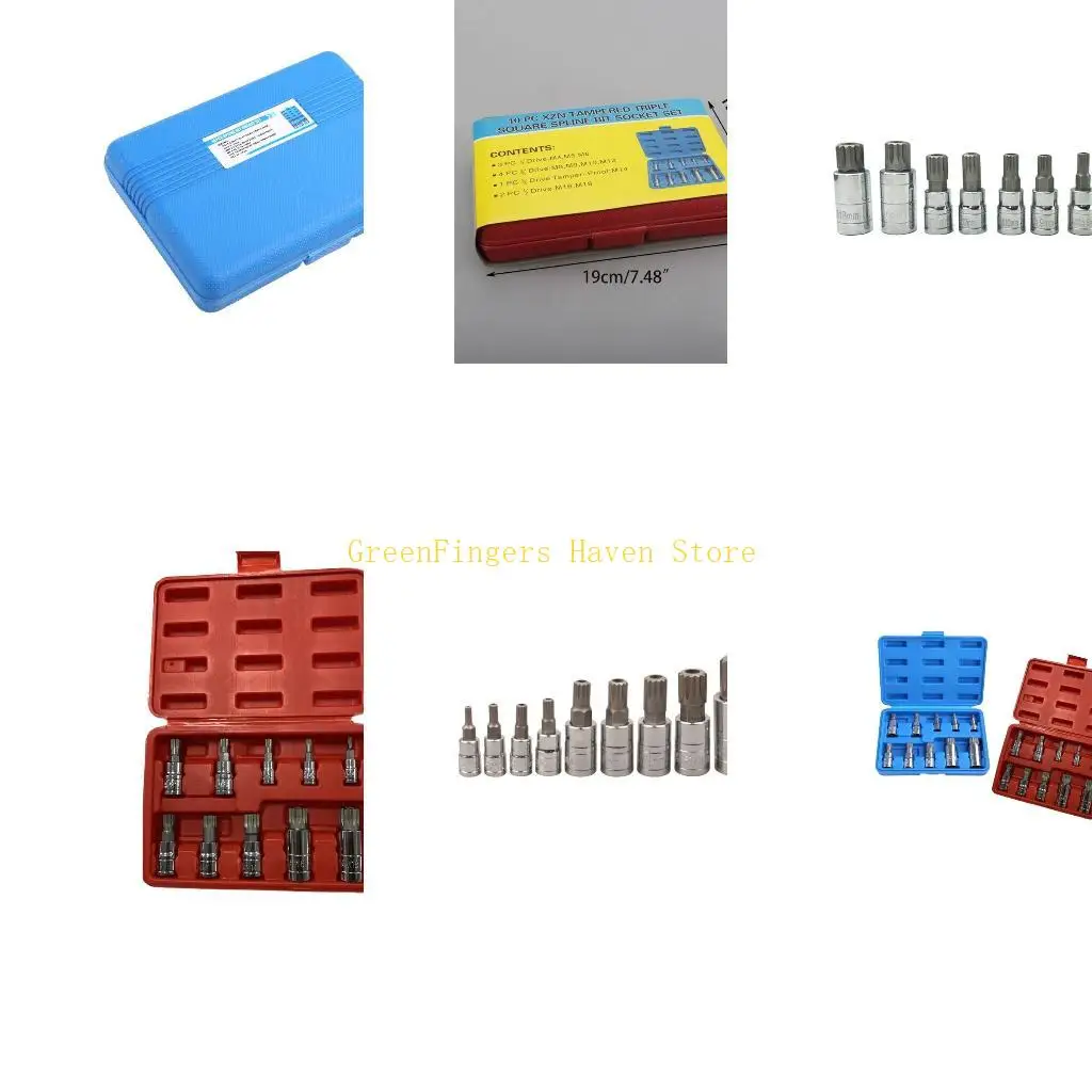 F68D High Hardness HXZN Triple Square Spline Bit Socket Set with Organizing for Case 12 Point Tamper Proof Repair Tool 10