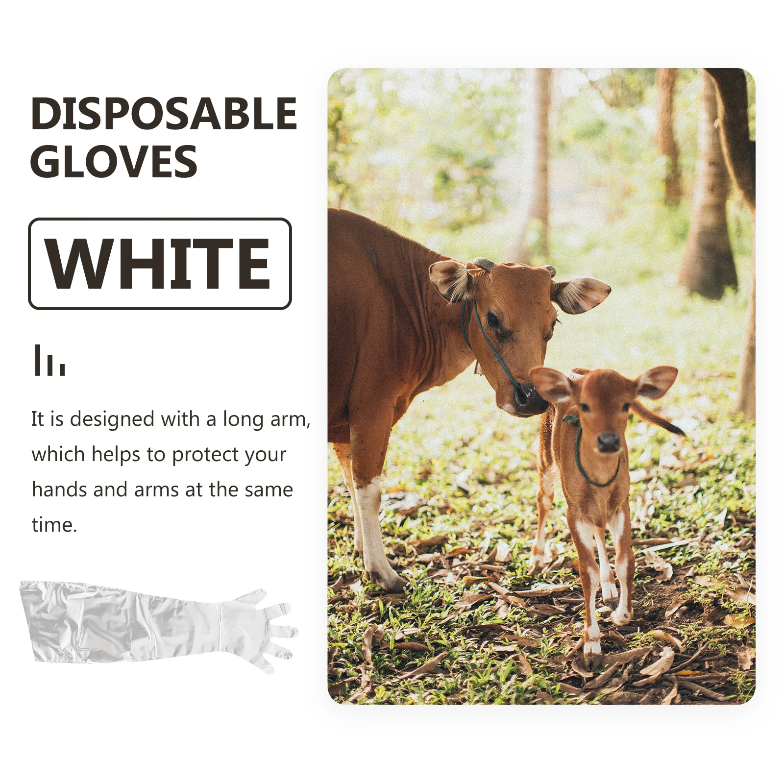 

50pcs Disposable Long Arm Gloves Livestock Delivering Hand Arm Protection Sheep Cattle Pig Gloves Five Finger Covering Safe