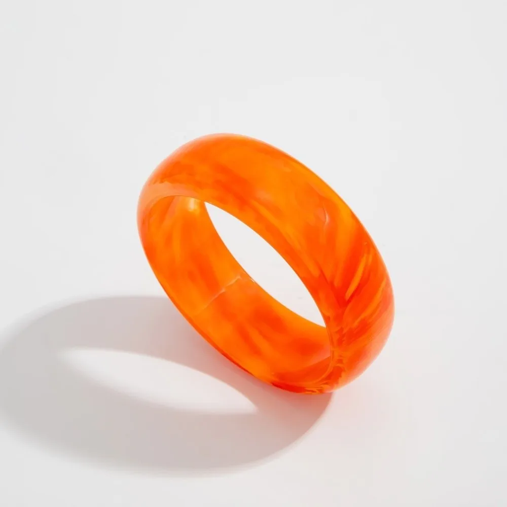 New Resin Bangle Bracelet Color Swirl Round Shape Wrist Band Macaron Tone Stackable Hand Cuff Vacation Wear