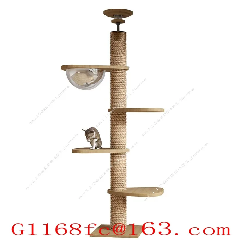Adjustable Cat Tree House Cat Tower Floor To Ceiling Cats Multi-Level Condo with Scratching Post Hammock Pet Cat Pet Products