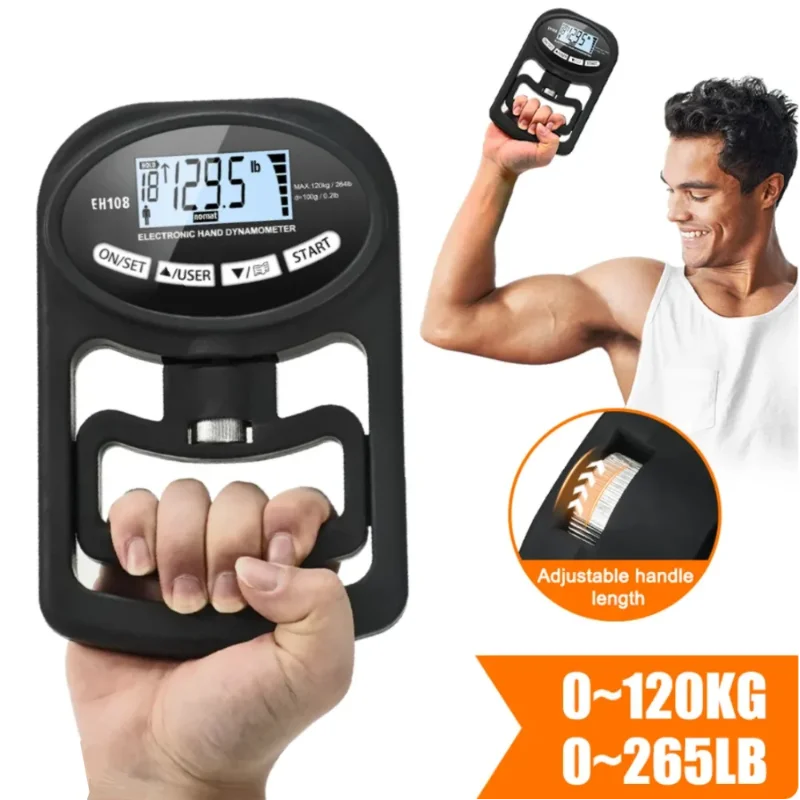 

Grip Strength Tester 265Lbs/120Kg Digital Hand Dynamometer Grip Strength Meter USB LCD Screen Hand Grip for Power Training Sport