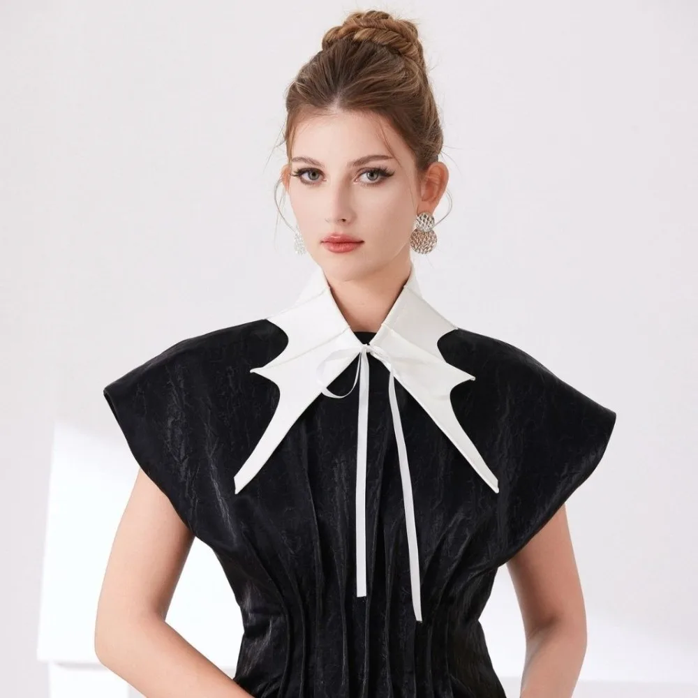 New White Pleated Fake Collar Court Style Removable False Collar Lightweight False Collar Ties Daily Wear