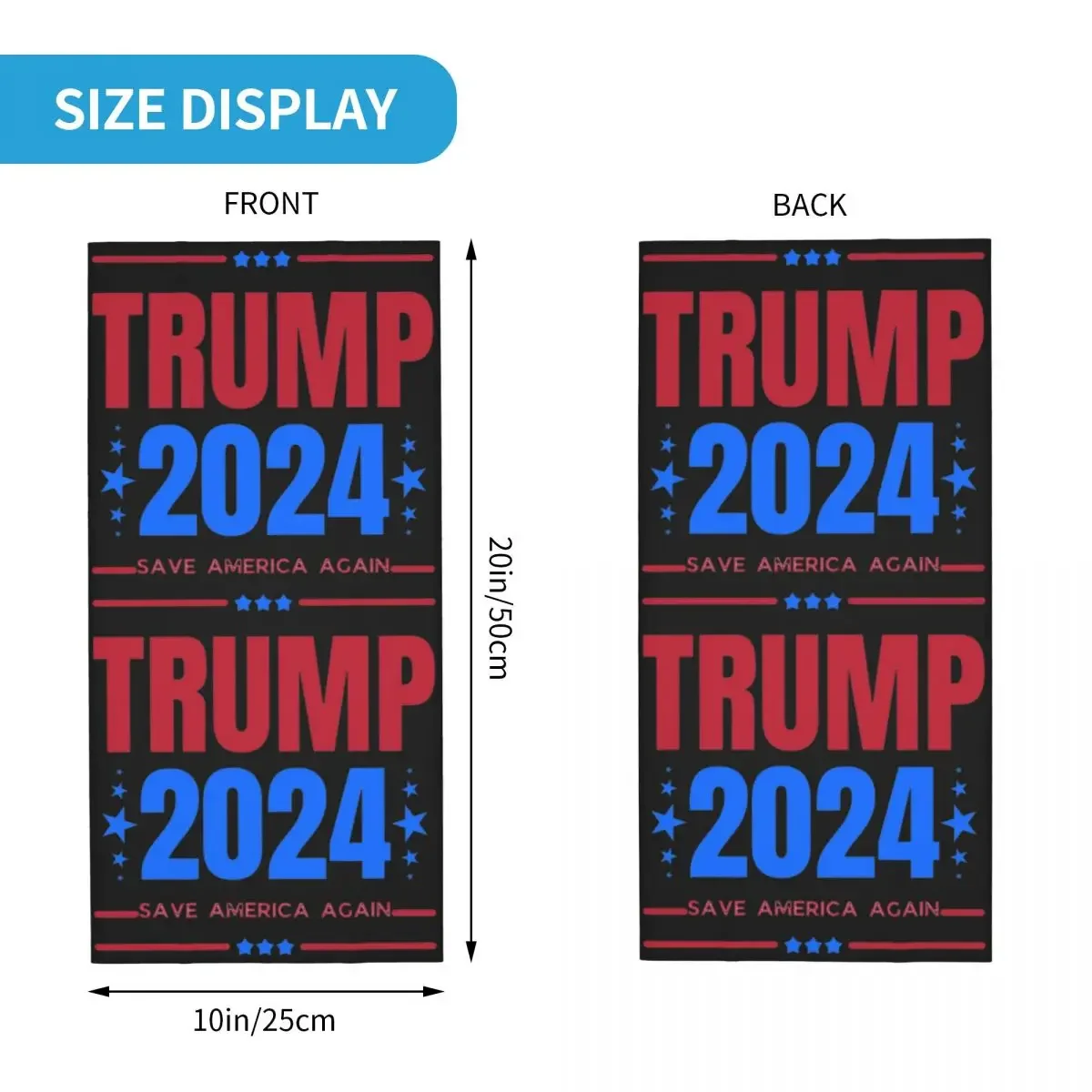 Trump 2024 Save America Again Bandana cubierta de cuello estampada, pasamontañas, bufanda envolvente, sombreros cálidos, pesca, Unisex, adultos, lavable