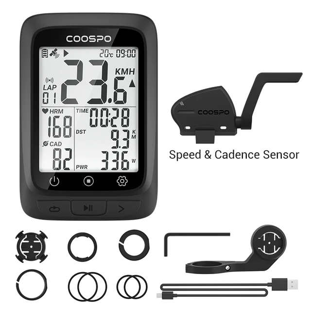 Coospo BC107 GPS Bike Computer 2.4inch Bluetooth 5.0
