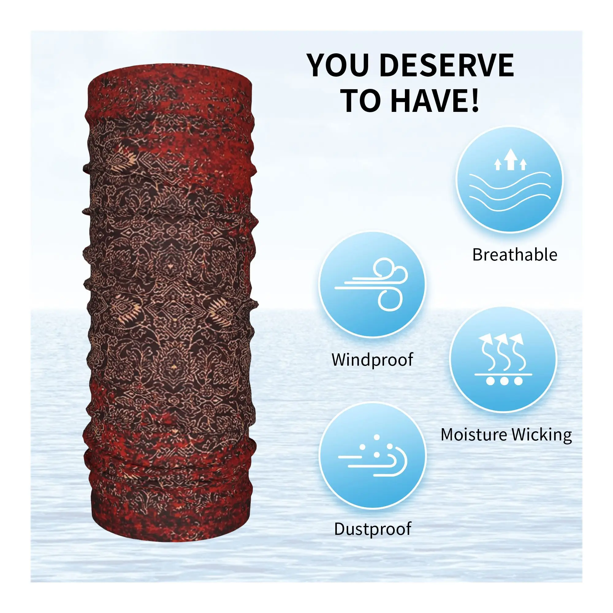 الأحمر خمر الشرقية التقليدية المغربية الفنية باندانا الرقبة الجراب قناع مطبوع وشاح متعدد الاستخدام عقال ركوب الدراجات