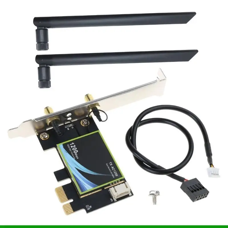 

U55C PCIE WIFI Card 1200Mbps Wireless Adapter Bluetooth-compatible4.0 PCI-E Wlan Card 2.4Ghz/5Ghz 2 Antennas 802.11ac