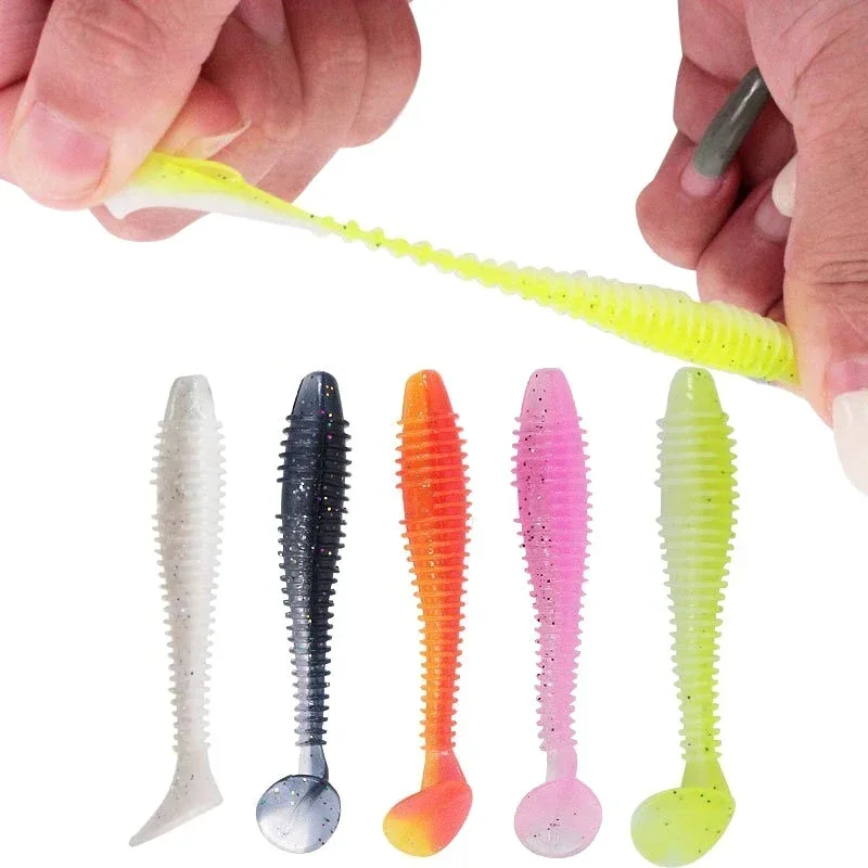 50 pieces Soft bait T-tail soft worm micro-object long-range mandarin bass tilted mouth bionic fake bait