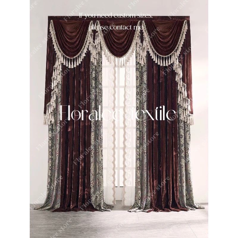 

Velvet High-end European Luxury Curtains for Living Room Velvet French Villa Blackout Curtains High-quality Fabric Curtains