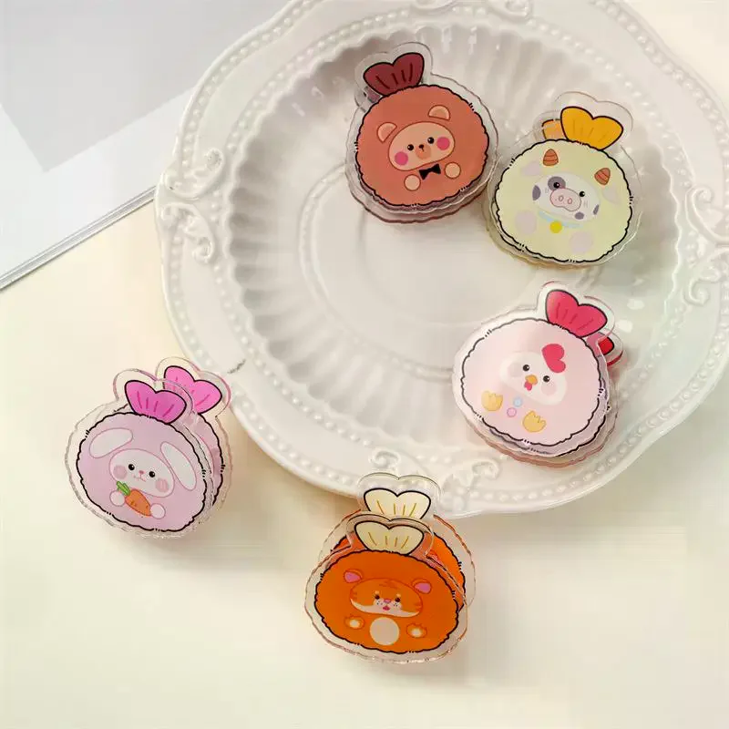 5pcs Cute Cartoon Acrylic Double-Sided PP Clip Original Multifunctional Clip Student Storage Clip Exam Paper Clip