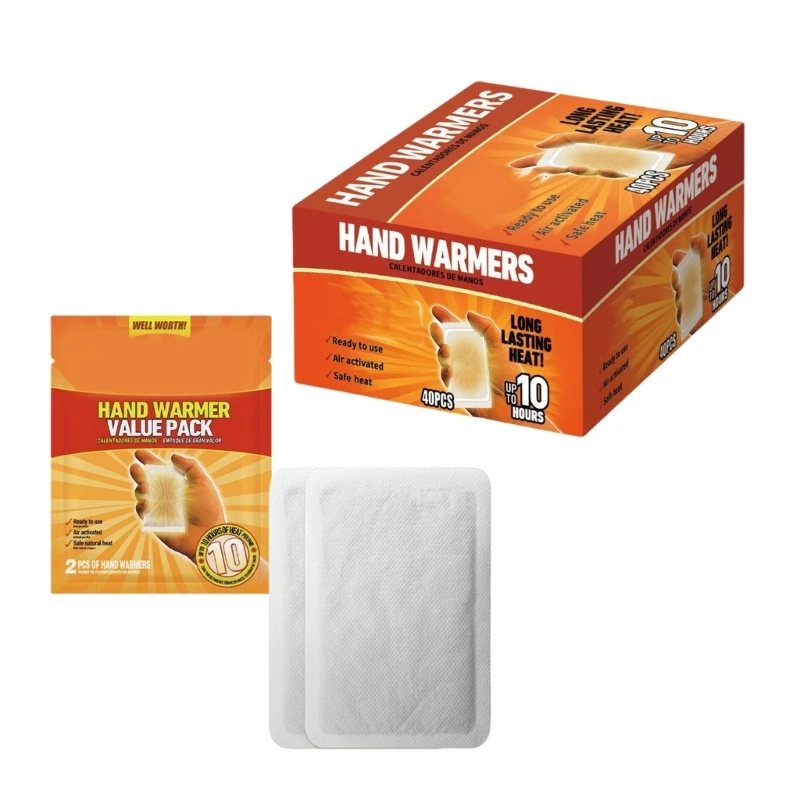 Hand Warmers Pack of 40 Portable Heat Pouches Warming Patches Warm Body Patches for Cold Weather Relief Outdoor Sports