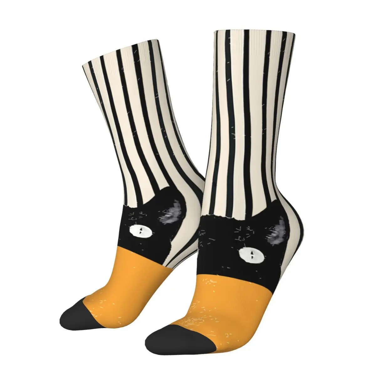 Minimal Black Cat Unisex Winter Socks Hip Hop Happy Socks street style Crazy Sock