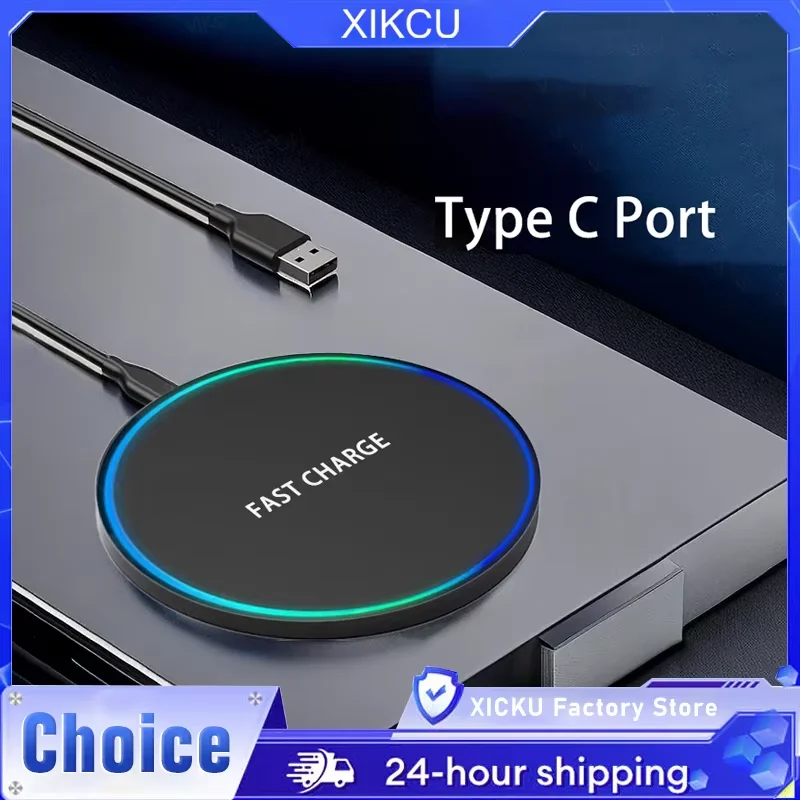 Mini Fast Wireless Charger Pad For iPhone 17 16 15 14 13 12 11 Pro Max Induction LED Light Charging Station For Samsung Xiaomi
