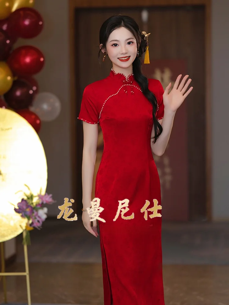 

Red New Chinese Sle Engagement Ceremony Wedding Dr Traditional Chinese Red Formal Wear Polyester Blend