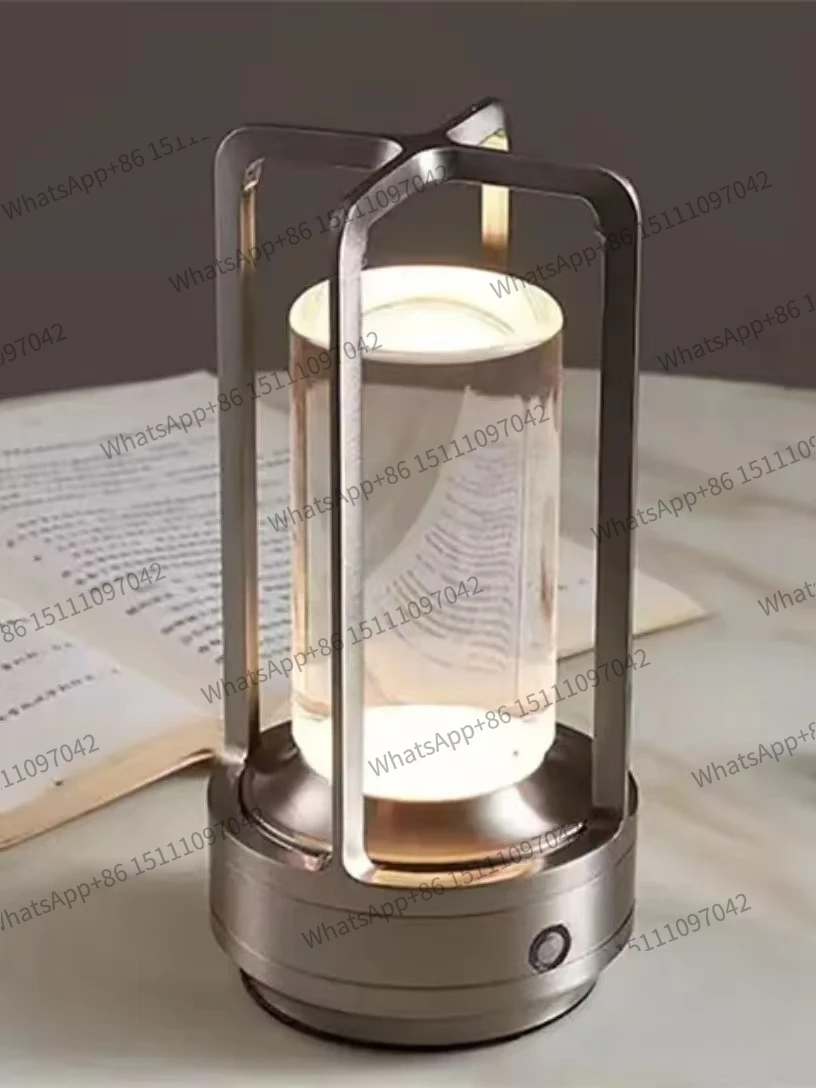 Golden black silver cross desk lamp button touch USB charging light luxury atmosphere creative bar camping bedside light