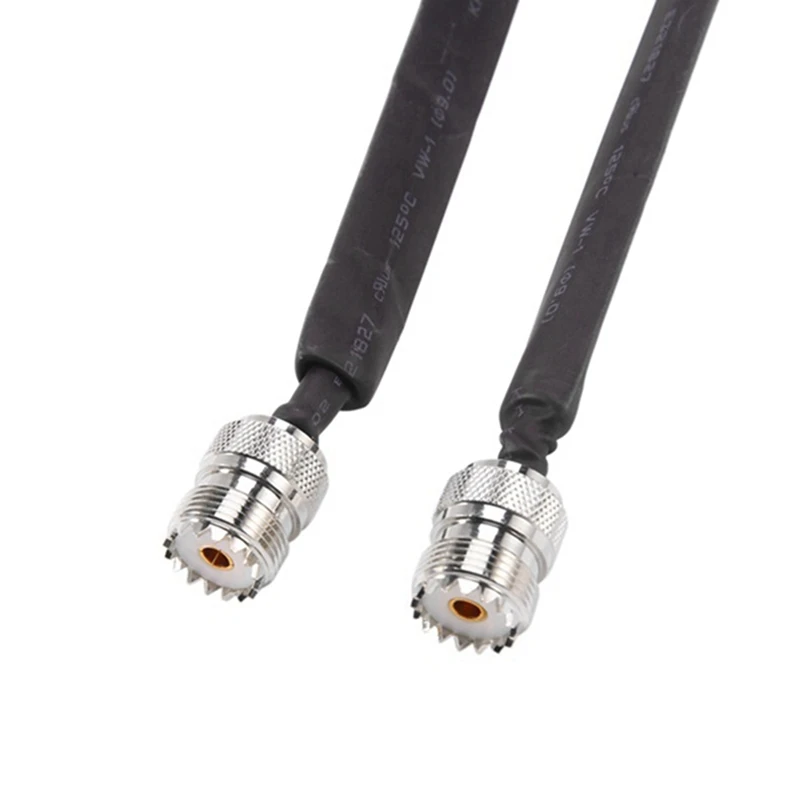 2X Door/Window Pass Through Flat RF Coaxial Cable SO239 UHF Female To UHF Female 50 Ohm RF Coax Pigtail Extension Cord