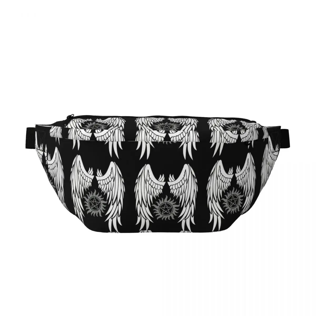 

Сумка-бананка через плечо с логотипом и принтом «Сверхъестественные крылья» для мужчин и женщин, регулируемая поясная сумка для путешествий, бега, хранения денег и телефона, нагрудная сумка