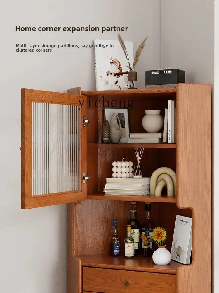 GZ-2 solid wood corner cabinet dining room corner side cabinet living room triangle wine cabinet rack furniture