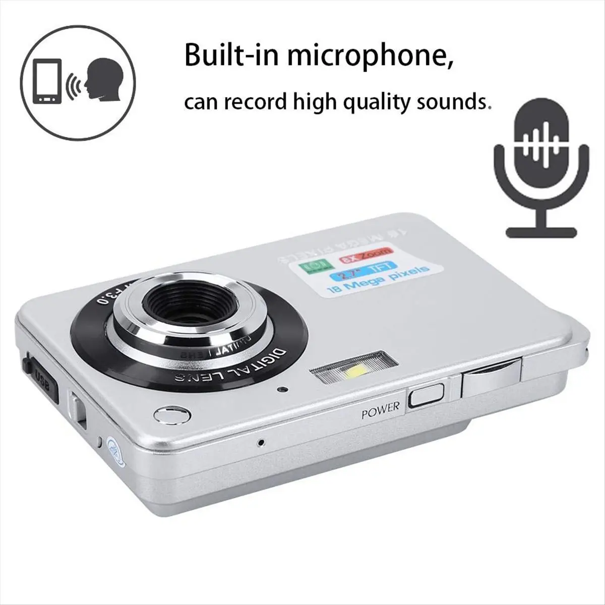 【STABLE QUALITY】18MP HD Digital Camera with 2.7 inch LCD Screen, Rechargeable Battery, HD Photo Video for Indoor, Outdoor Photog