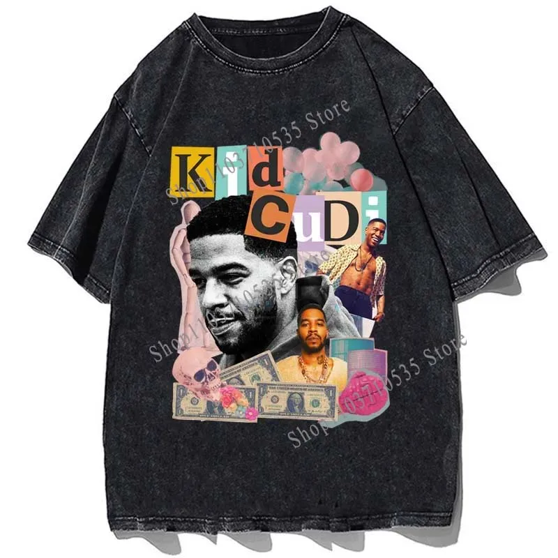 Kid Cudi Printed T Shirt Hip Hop Rapper Graphic Goth Tshirt  Vintage Cotton Oversize T-shirt Summer Men Oversized Tees Tops