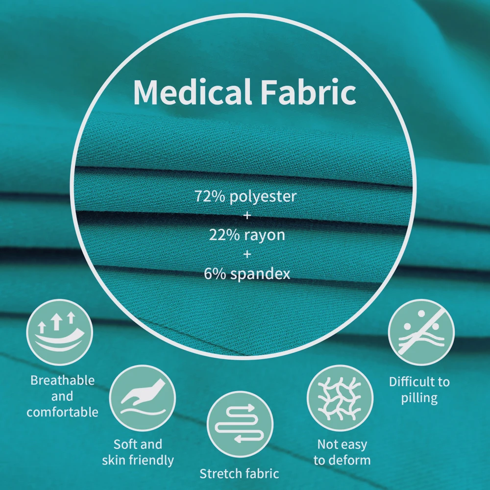 Nuovo set di scrubs uniformi da medico top scrub elasticizzato con pantaloni dritti tascabili uniformi da infermiera salone di bellezza abbigliamento da lavoro da laboratorio