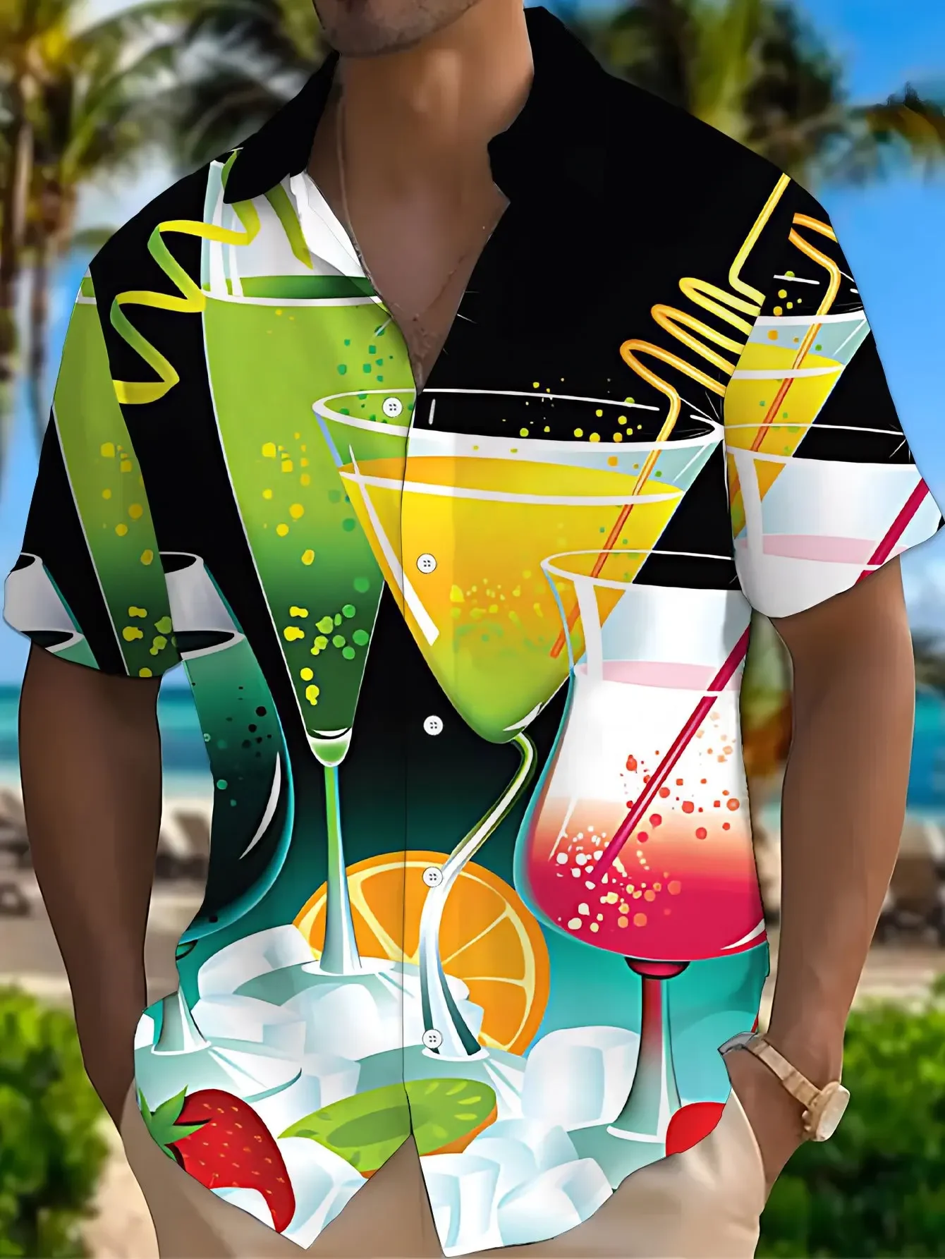 

Men's Casual Man Women Short Sleeve Hawaiian Shirt 2026 Summer Fashion Trend Beach Party Print Vacation Tops