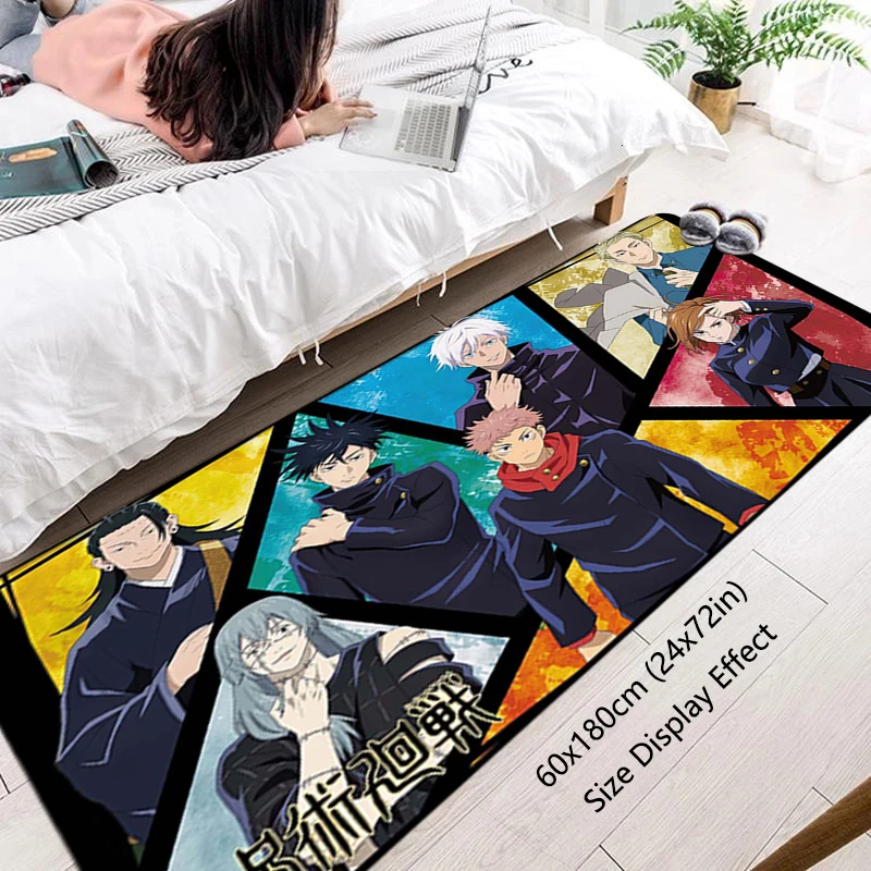 Living Room Rugs Foot Carpets Jujutsu Kaisen Gojo Satoru Entrance Doormat Kawaii Rug Floor Mats Anti Slip Mat Home Decor Kitchen