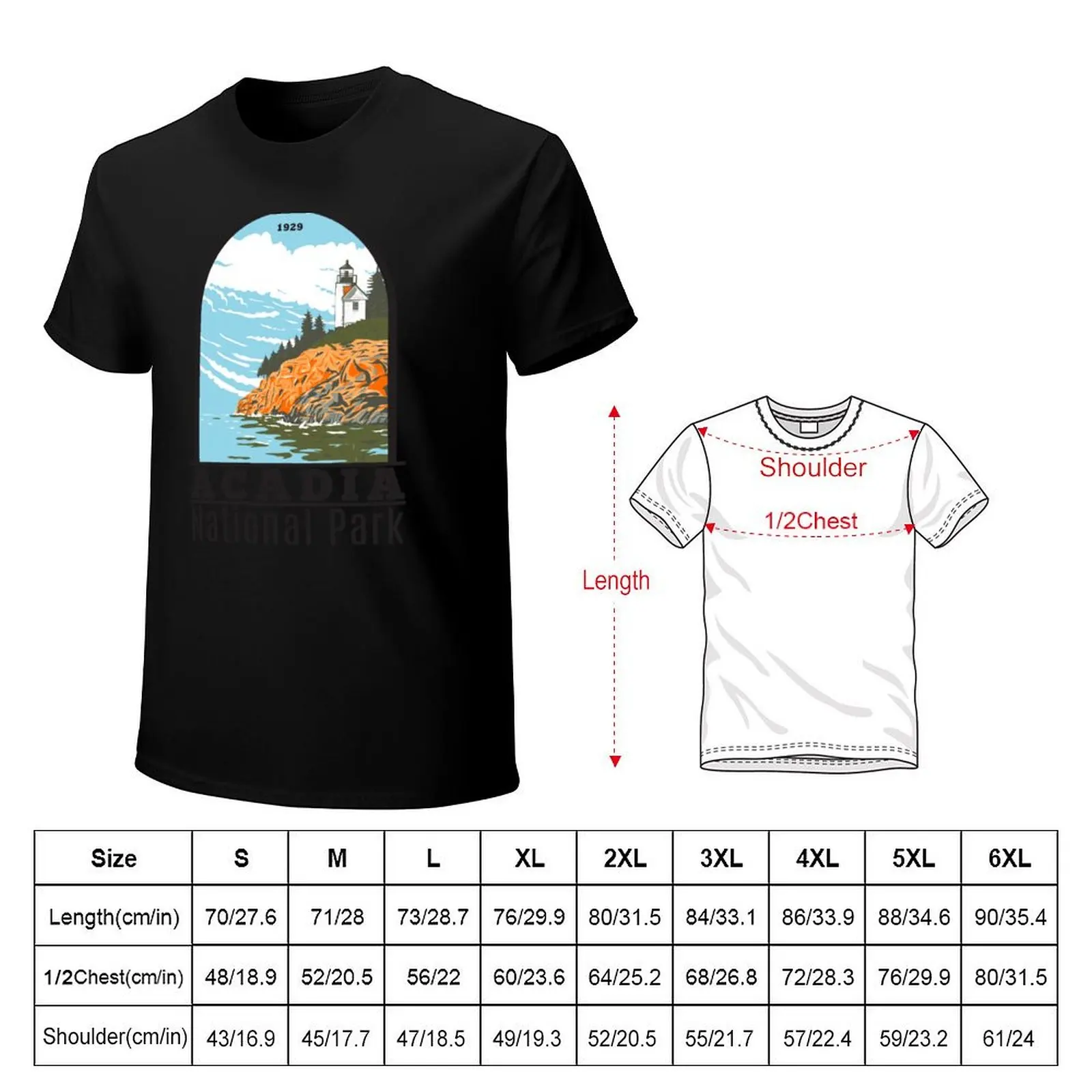 Acadia National Park Bar Harbor Lighthouse Maine T-Shirt Casual Loose Fit Summer Tee Shirt