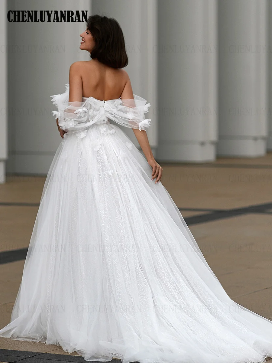 Vestidos de casamento Bohemia Sweetheart para mulheres, plissado, vestidos de casamento brilhantes, 2019, 2024