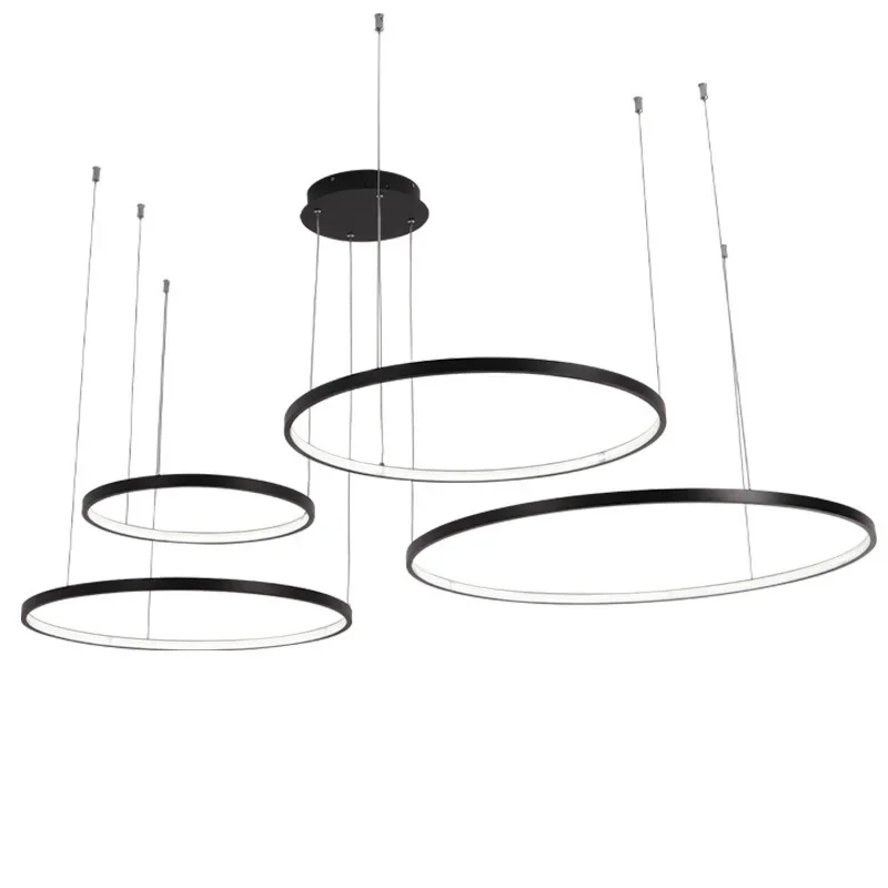 Imagem -06 - Modern Circle Rings Led Lustres Design de Interiores Engenharia Pendurado Iluminação Sala de Estar Suspensão 100cm 110 v 220v