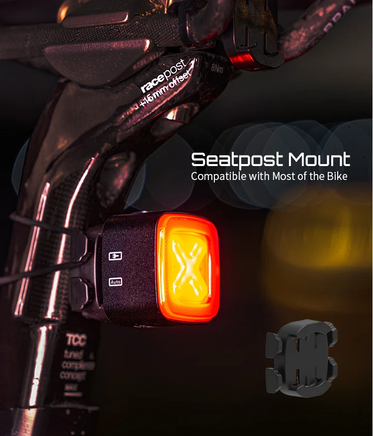 Enfitnix Cubelite III Smart Tail Light Bicycle Brake Warning Light Ultra Bright Rear Light USB Charge LED Night Warning Light