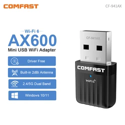 Adaptador Wifi 6 Mini USB AX600, Placa Wifi Pra 802.11ax, 5ghz + 2,4 ghz, Dongle inalámbrico para PC, portátil, Win 10/11