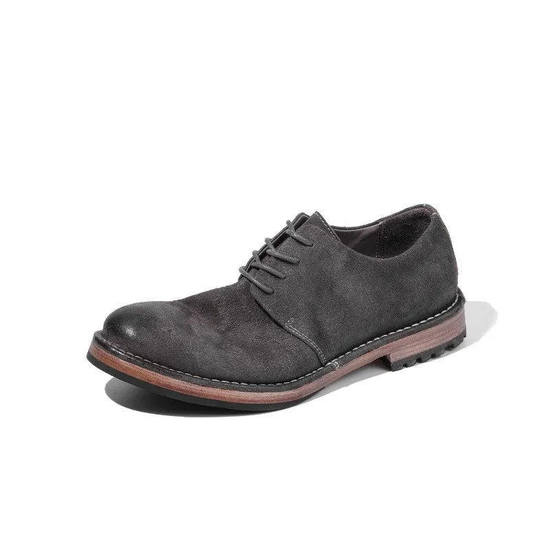 

High Quality Dress Casual Leather Shoes Men's Genuine Leather Fashion Office Lace Up Derby Cowhide Work Shoes Male Youth