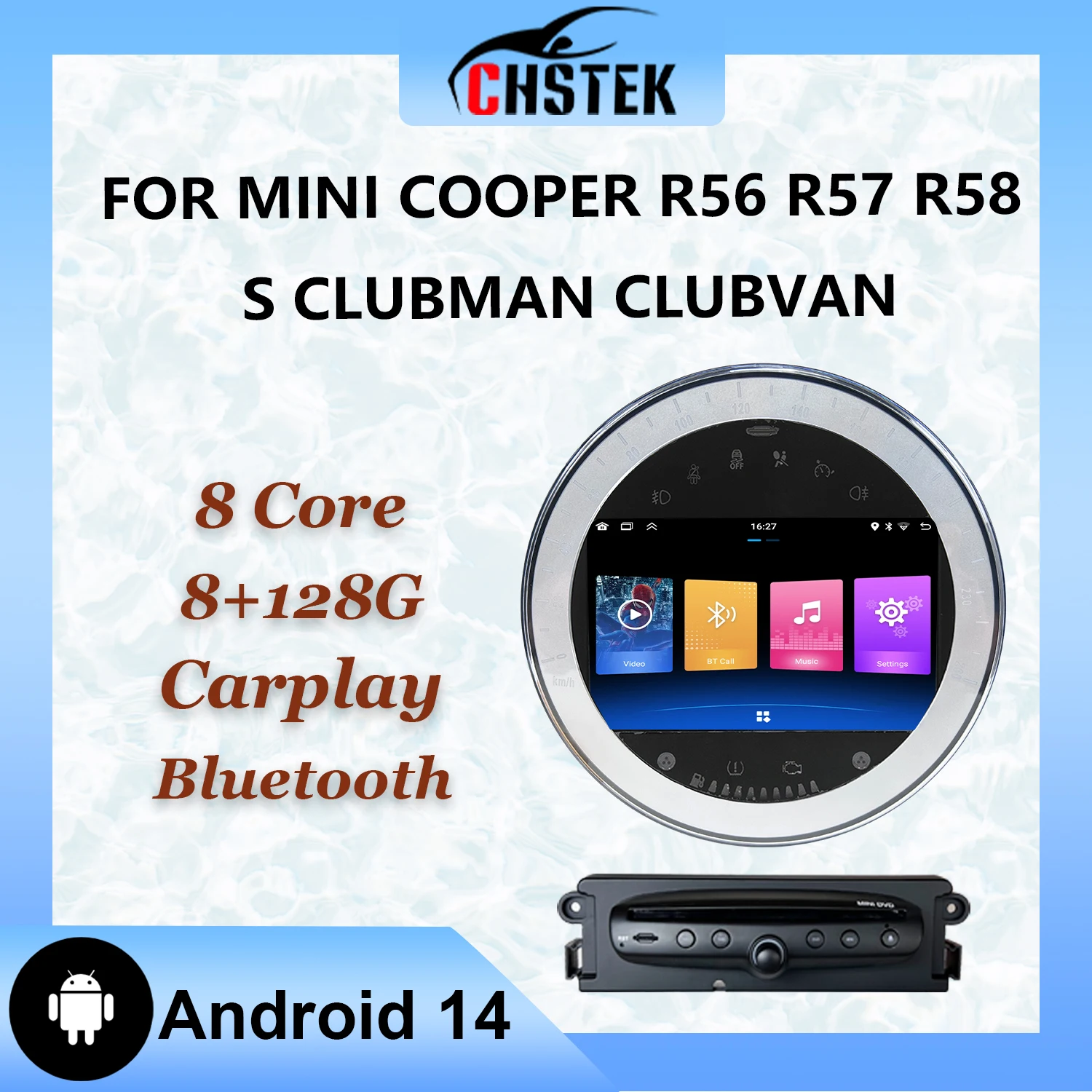 CHSTEK Android 14 Car For BMW Mini Cooper S Clubman R55 Clubvan R56 Cabrio R57 Coupe R58 R59 Carplay Autoradio FM Upgrade Models