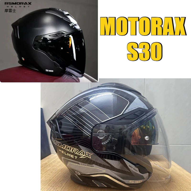 MOTORAX S30 Half Helmet Dual Visor Breathable Sun Shield All Season Motorcycle Riding Safety Helmet For Men WomenECE DOT
