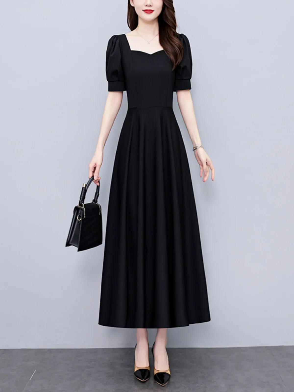 

Hepburn Style Black Dress Women's Summer Long 2024 Summer New Waist Thin Small Black Dresses