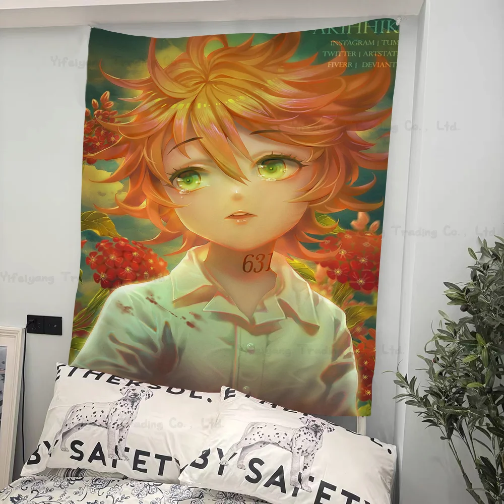 Anime The Promised Neverland Hanging Bohemian Tapestry Hanging Tarot Hippie Wall Rugs Dorm Home Decor