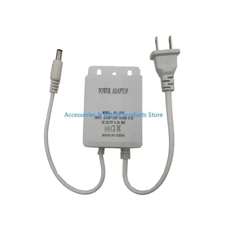 77JD Power Adapter DC12V 2A Waterproof for Monitoring Systems Overloads Protected