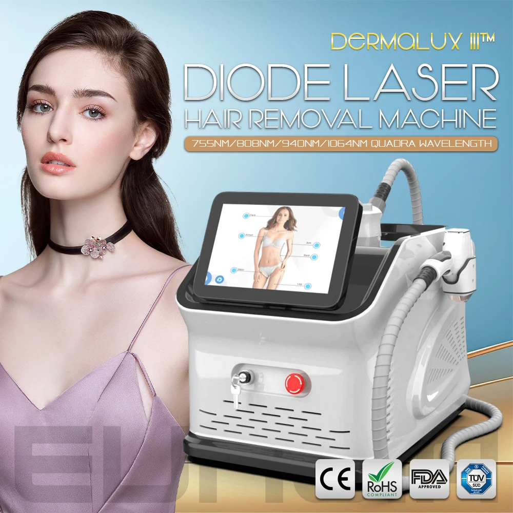 3000W Diode Laser SHR Hair Removal Machine 755 808 940 1064 Quadra Wavelength Freezing Point Professional Beauty Salon Equipment