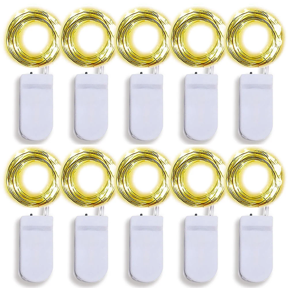 Paquete de 10 guirnaldas de luces Led con pilas, luces de luna estrellada de luciérnaga para bricolaje, boda, fiesta, dormitorio, Patio, Navidad
