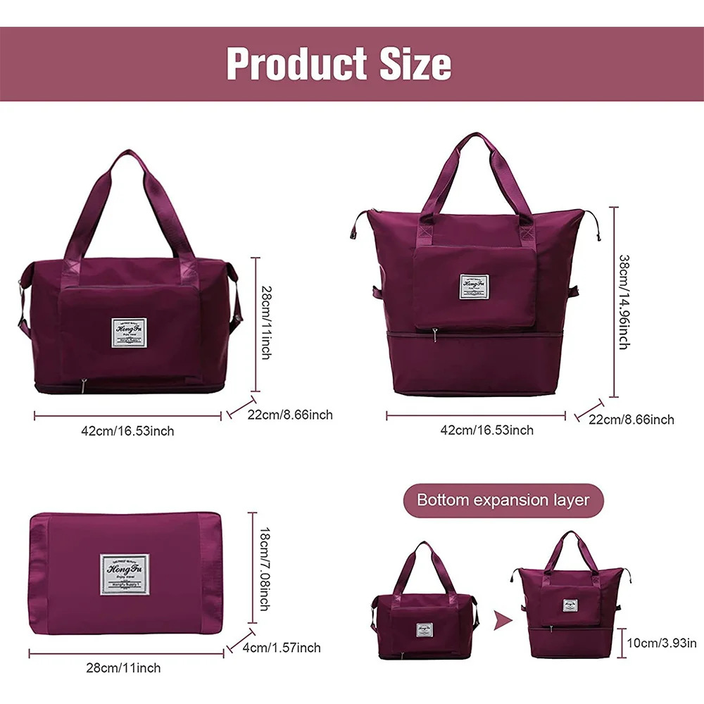 Bolsas de viaje plegables para mujer, bolso de mano impermeable, bolsa de equipaje esencial de viaje, bolsos de lona multifuncionales de gran