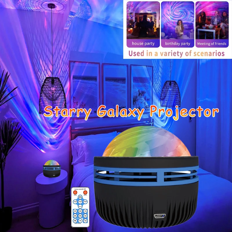 1pc New Galaxy Sky Projector Bedroom Night Light LED Galaxy Projector Light Colorful  Kids Room Decoration Christmas Party Decor