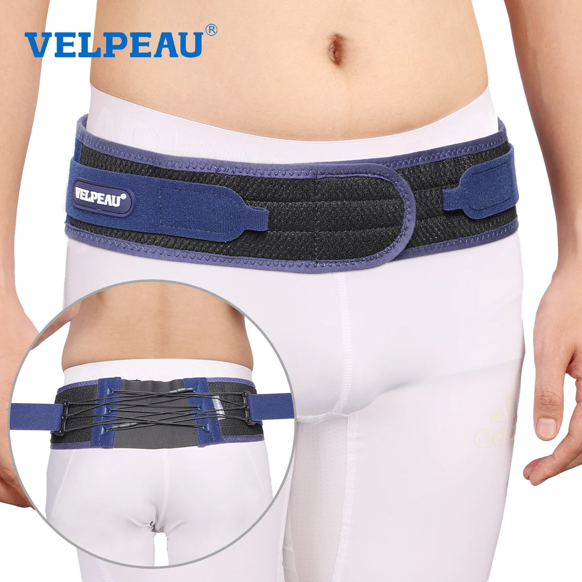 VELPEAU Sacroiliac Si Joint Hip Belt for Men and Women Anti-Slip Lower Back Support for Sciatica, Pelvis, Lumbar Pain Relief