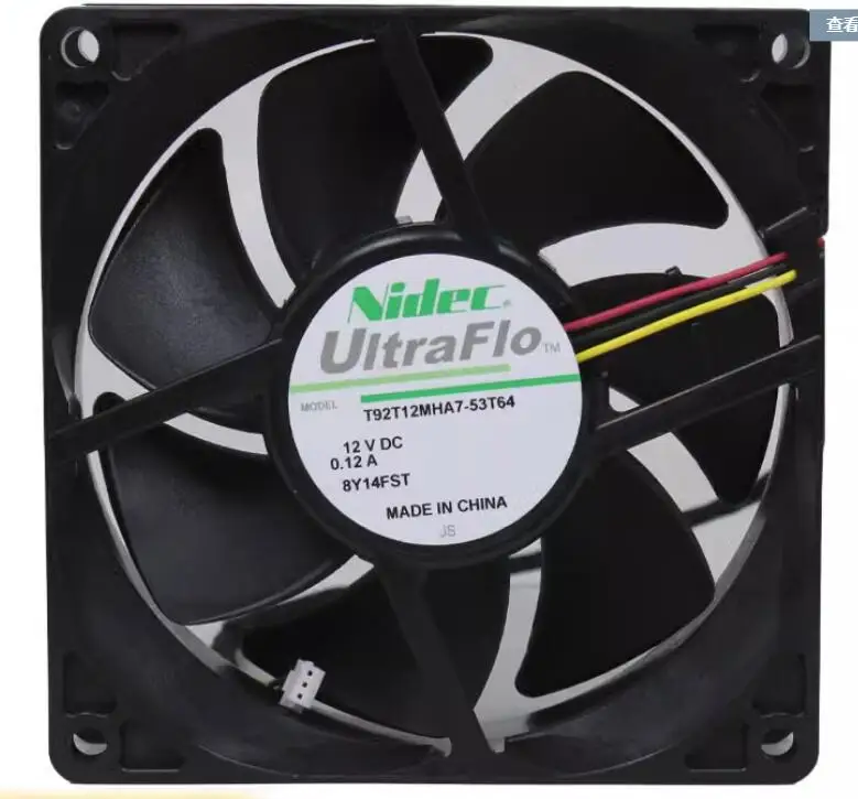 

Nidec T92T12MHA7-53T64 DC 12V 0.12A 90x90x25mm 3-Wire Server Cooling Fan