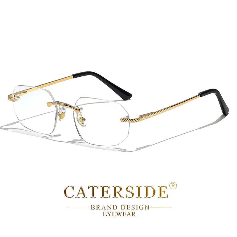CATERSIDE Neue Retro Randlose Sonnenbrille männer Polygon Luxus Marke Designer Sonnenbrille Frauen Party Festival Brillen Geschenk Fall – Detail 27