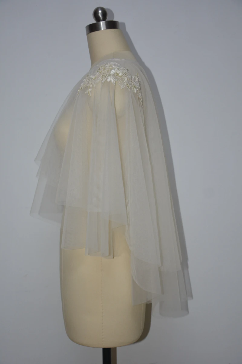 Jaket pernikahan Tulle pengantin musim panas mantel selendang Bolero mantel selendang pengantin jaket pernikahan selendang kustom