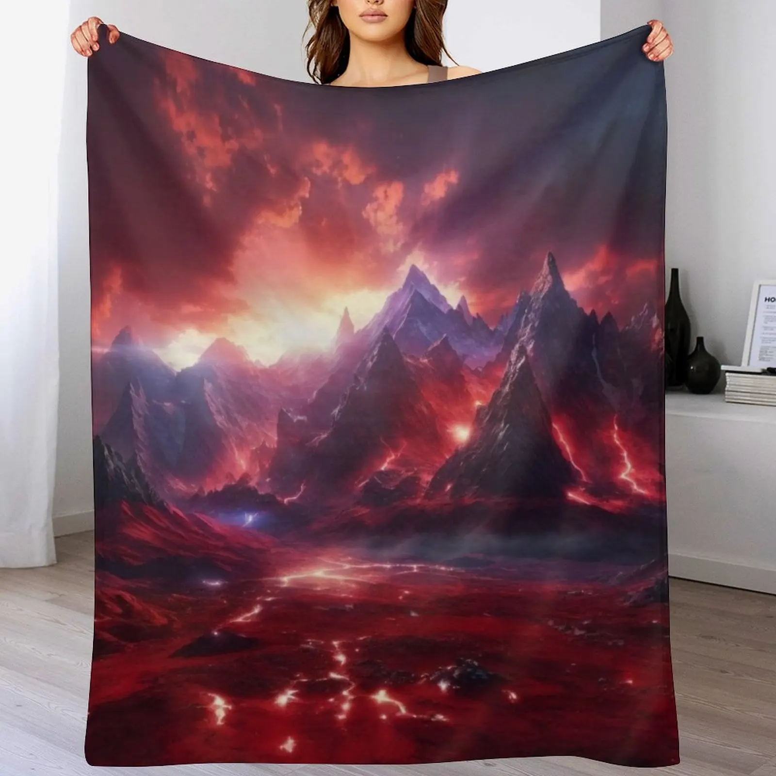 

Mountain - Fantasy Land Series Reimagined Artwork Throw Blanket for sofa Flannel Fabric Softest Tourist Blankets