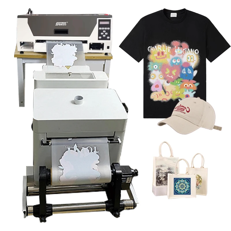 A3 DTF printer mini digital inkjet printing machine with single Epson XP600 head CMYK+White color powder shaking dryer